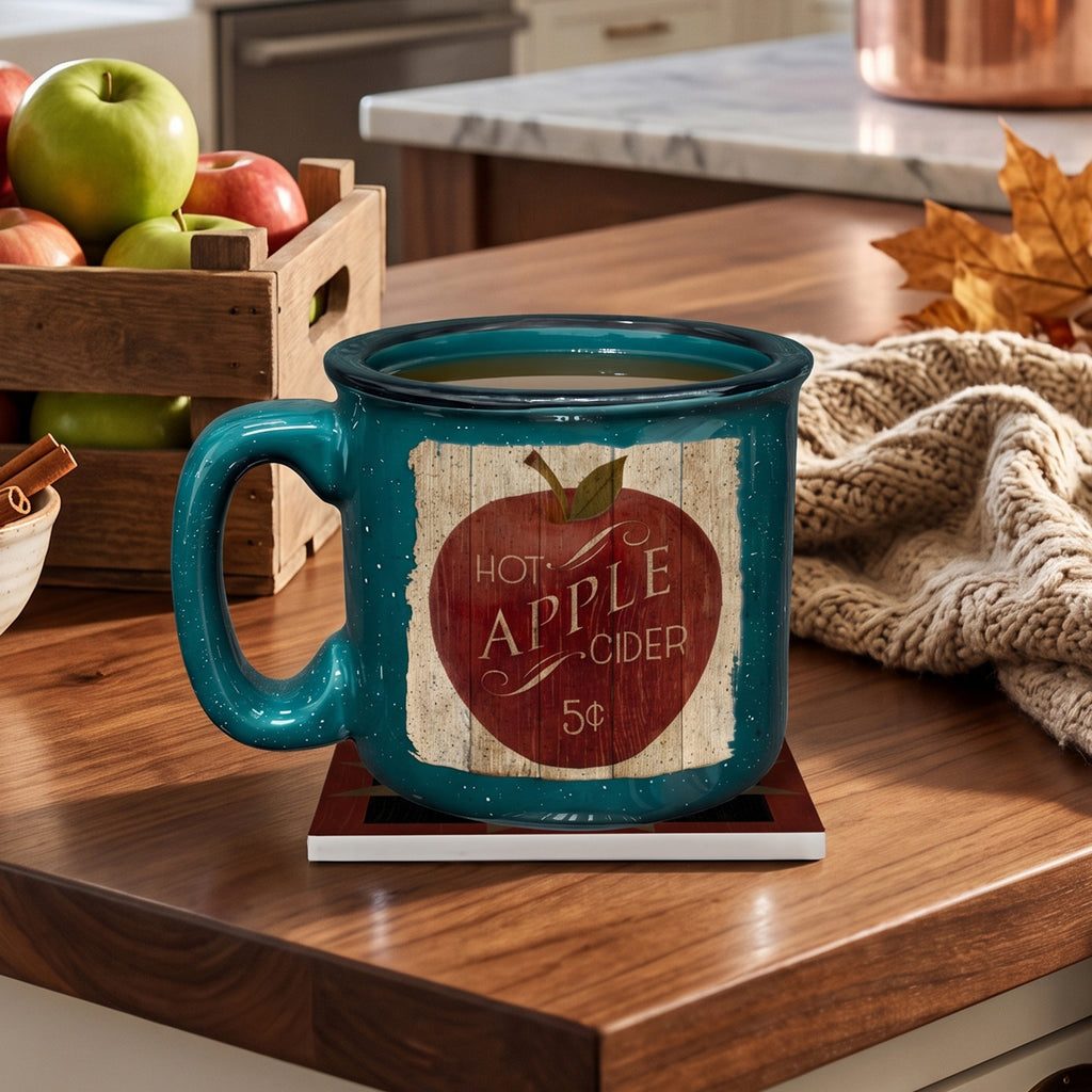 Hot Apple Cider | 15oz Ceramic Mug and Coaster Set