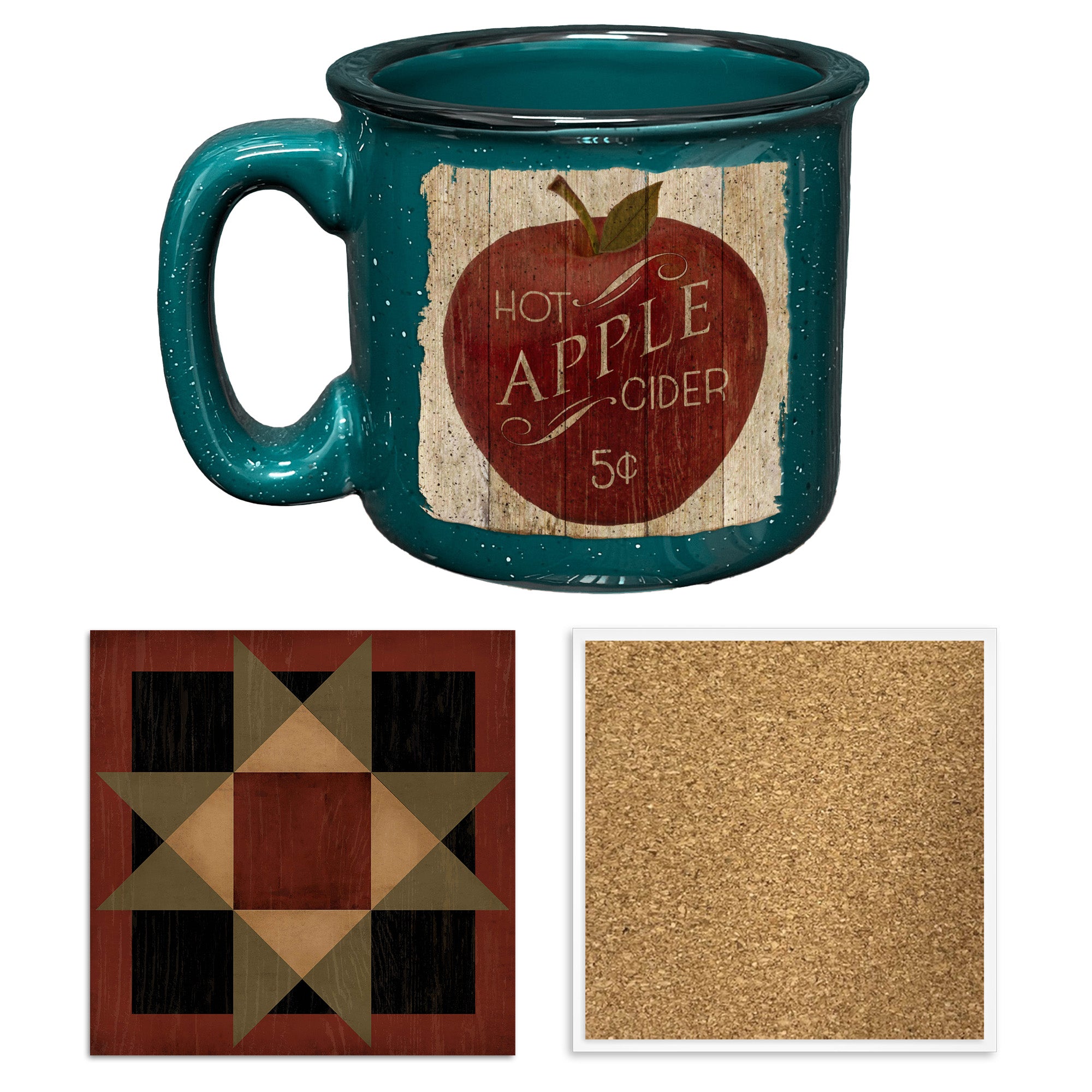 Hot Apple Cider | 15oz Ceramic Mug and Coaster Set