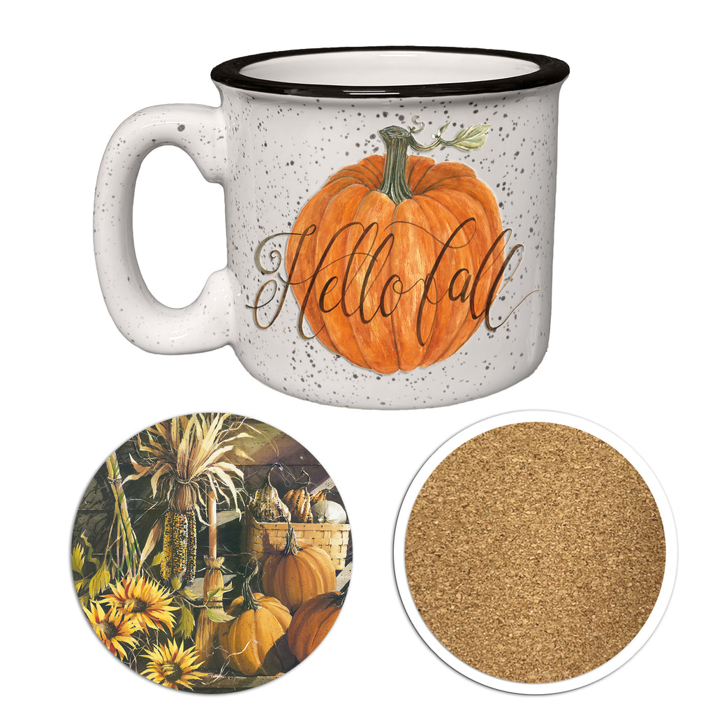 Hello Fall  | 15oz Ceramic Mug and Coaster Set