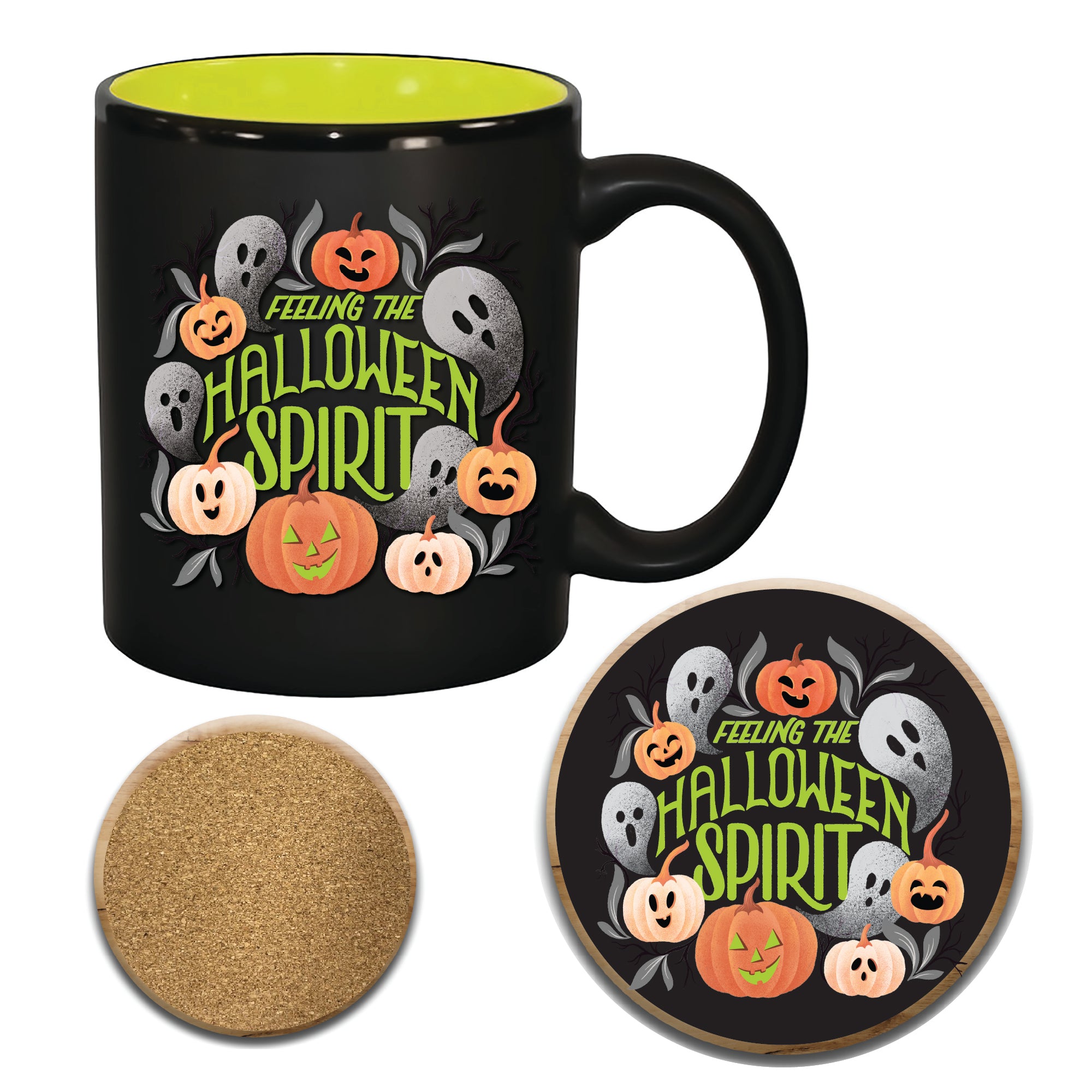 Halloween 11 oz Artisan Ceramic Mug & Coaster Set