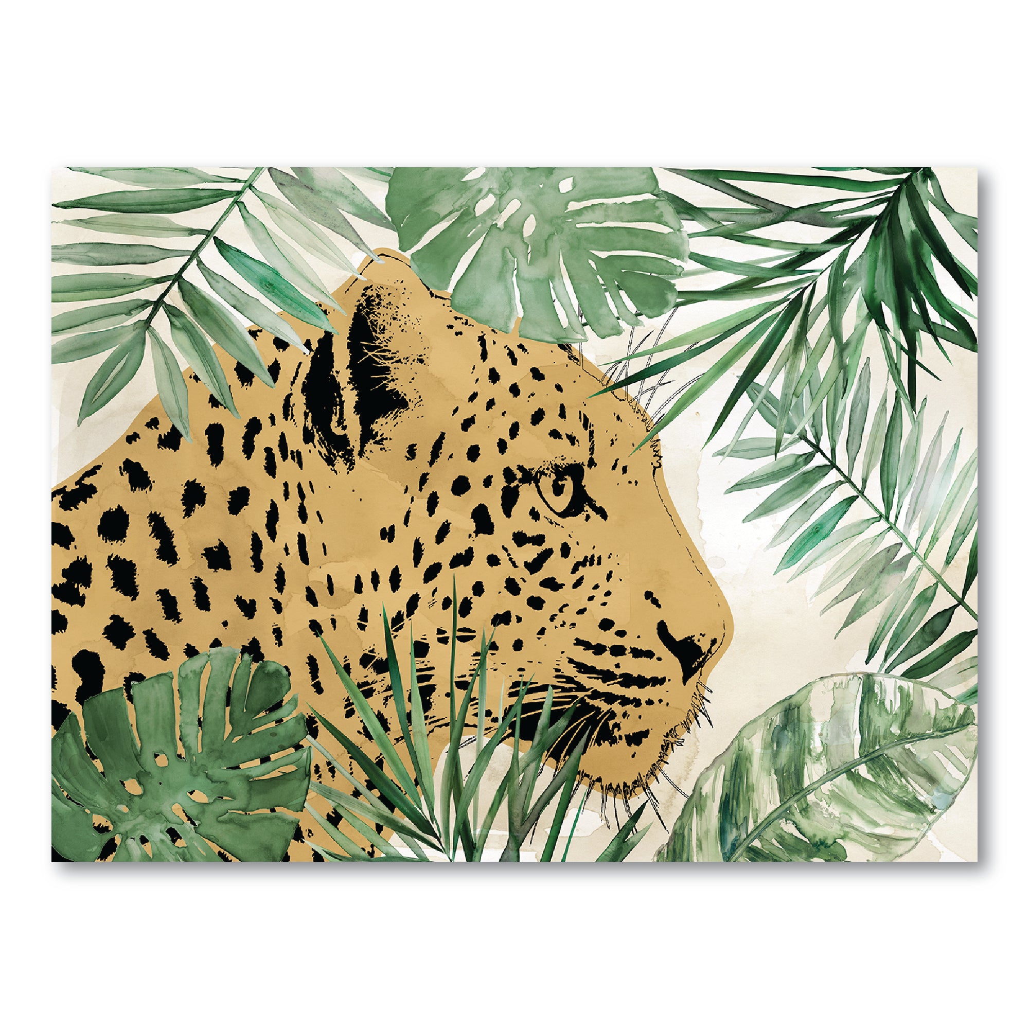 Palm Leopard I Gallery-Wrapped Canvas Wall Art