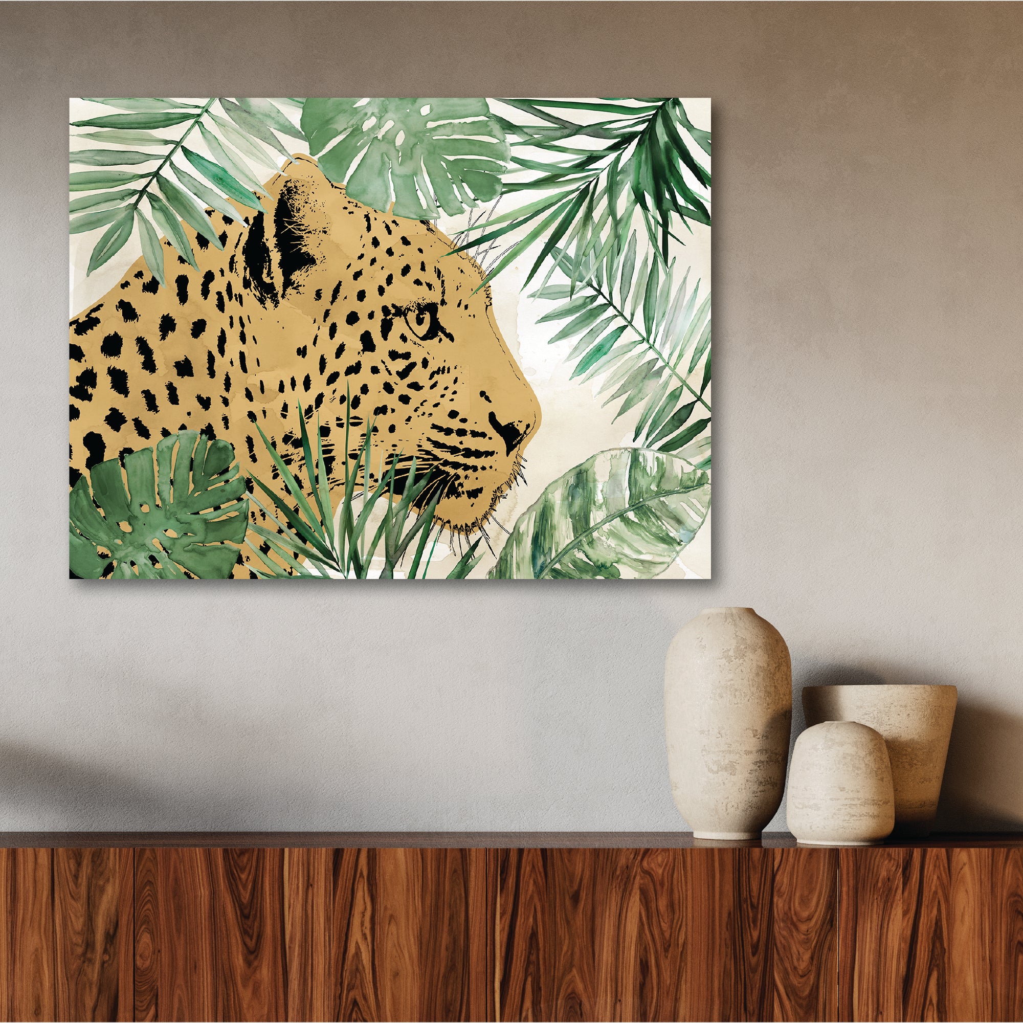 Palm Leopard I Gallery-Wrapped Canvas Wall Art