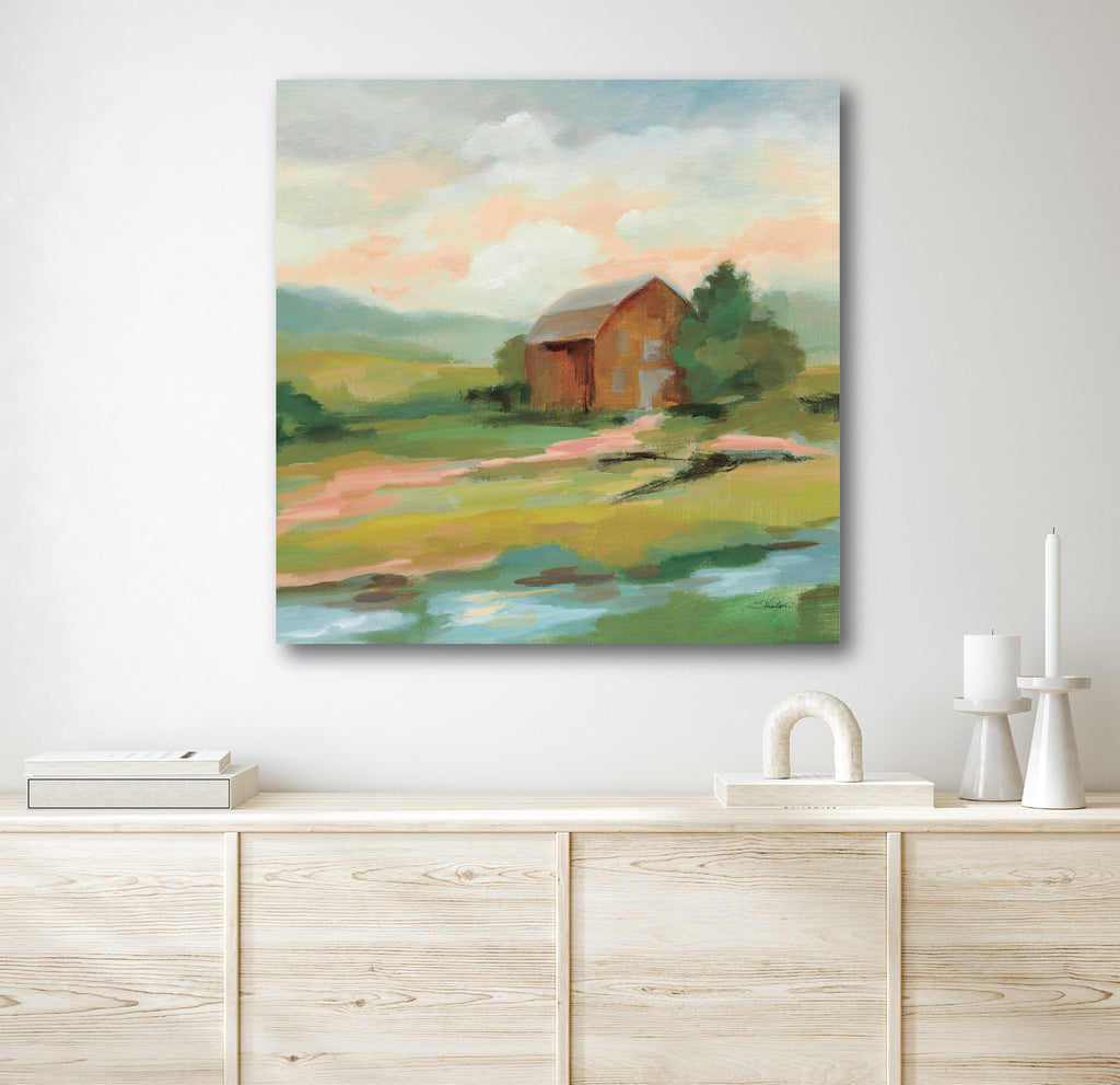 Springtime Farm Pastel - Gallery Wrapped Canvas