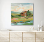 Springtime Farm Pastel - Gallery Wrapped Canvas