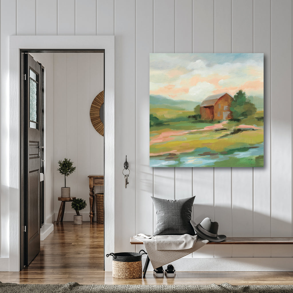 Springtime Farm Pastel - Gallery Wrapped Canvas