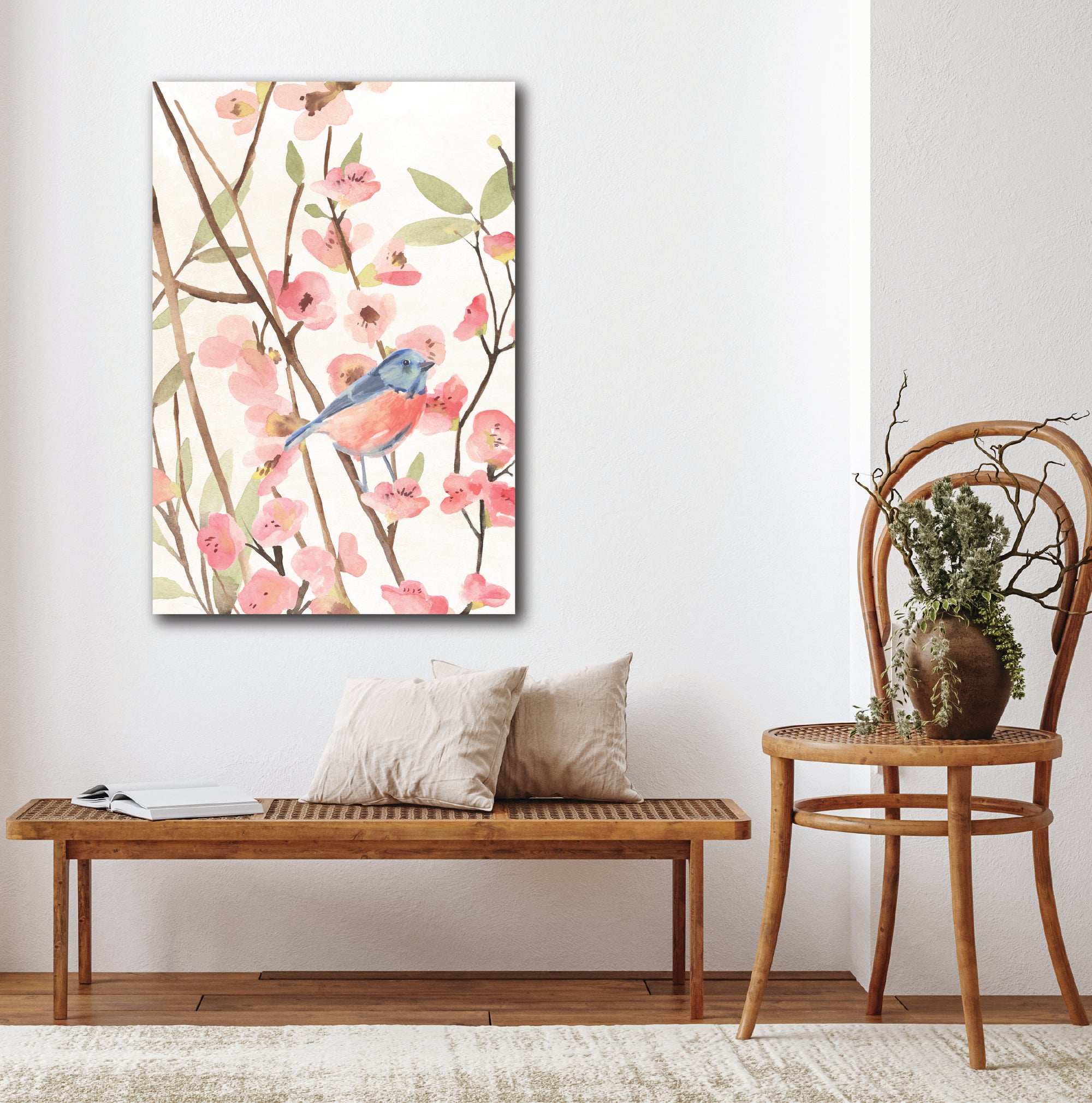 Cherry Blossom Perch - Gallery Wrapped Canvas