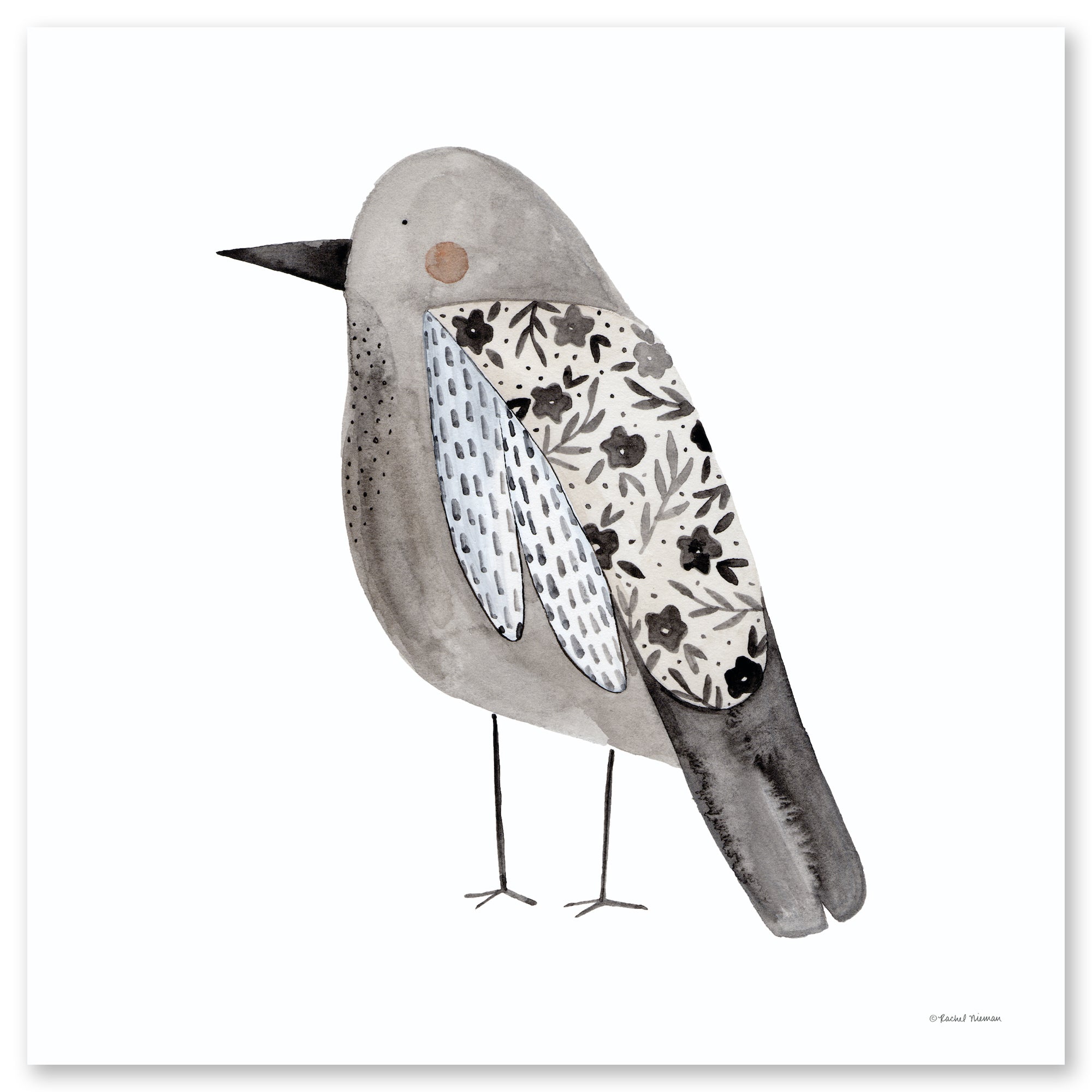 Folk Art Bird II - Gallery Wrapped Canvas