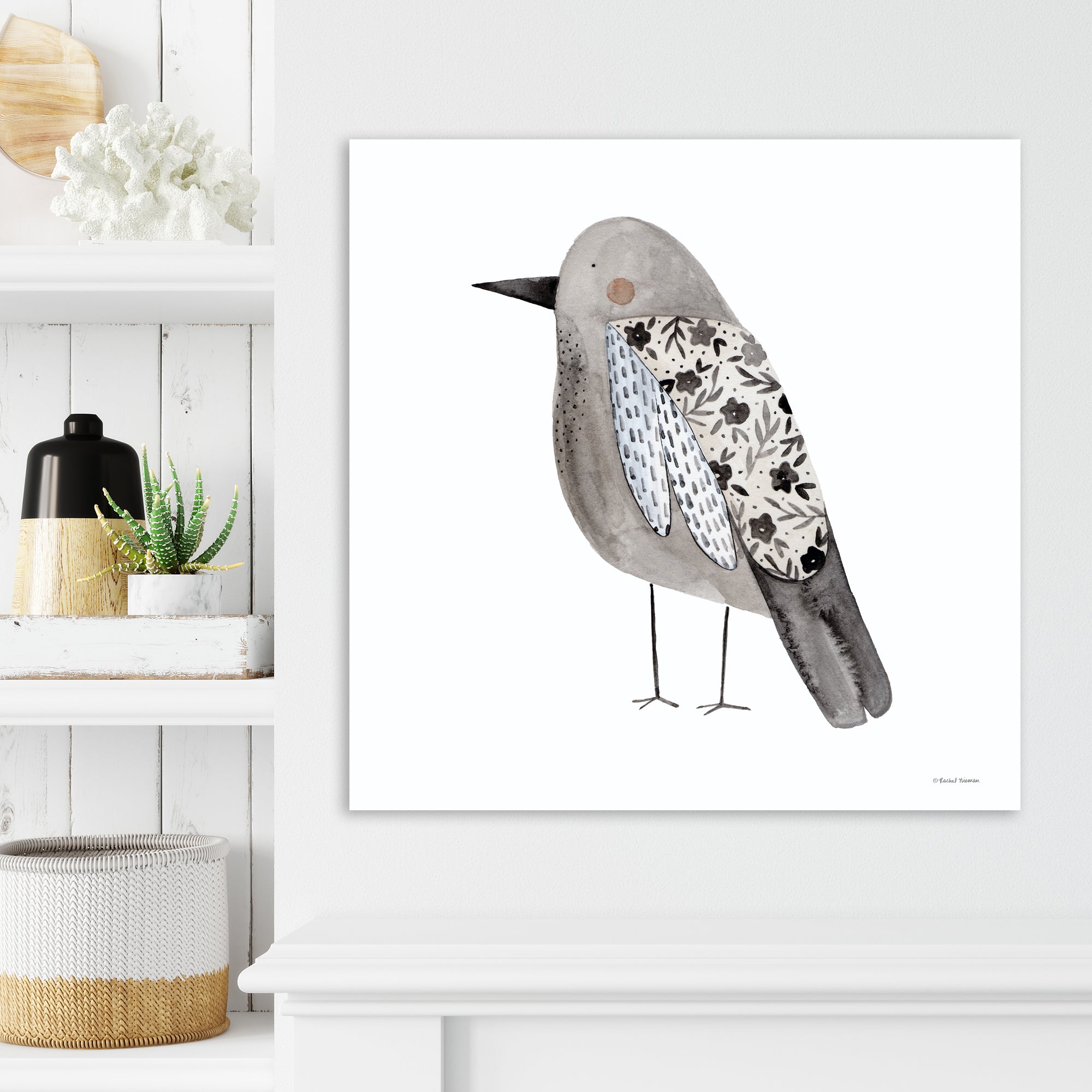 Folk Art Bird II - Gallery Wrapped Canvas