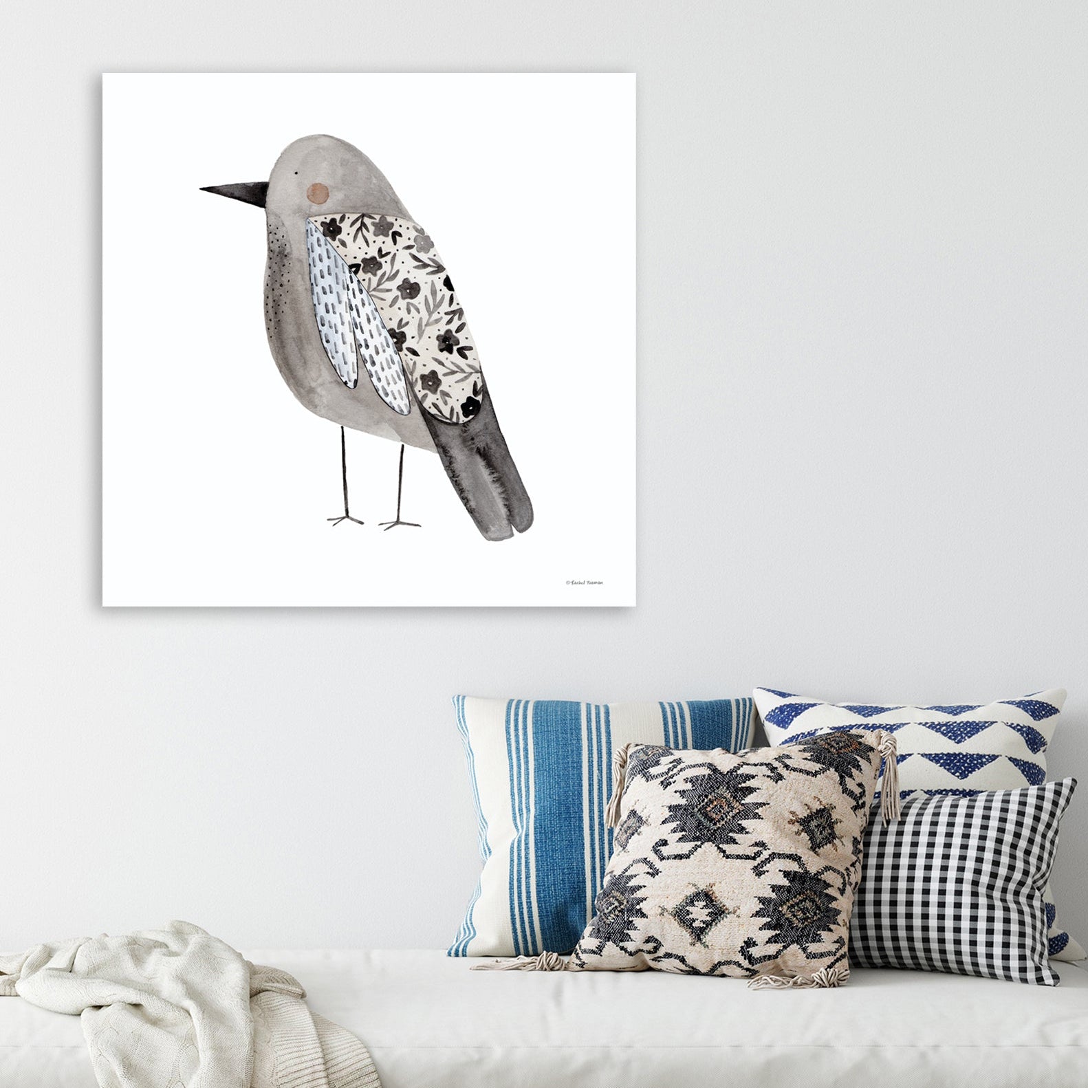 Folk Art Bird II - Gallery Wrapped Canvas
