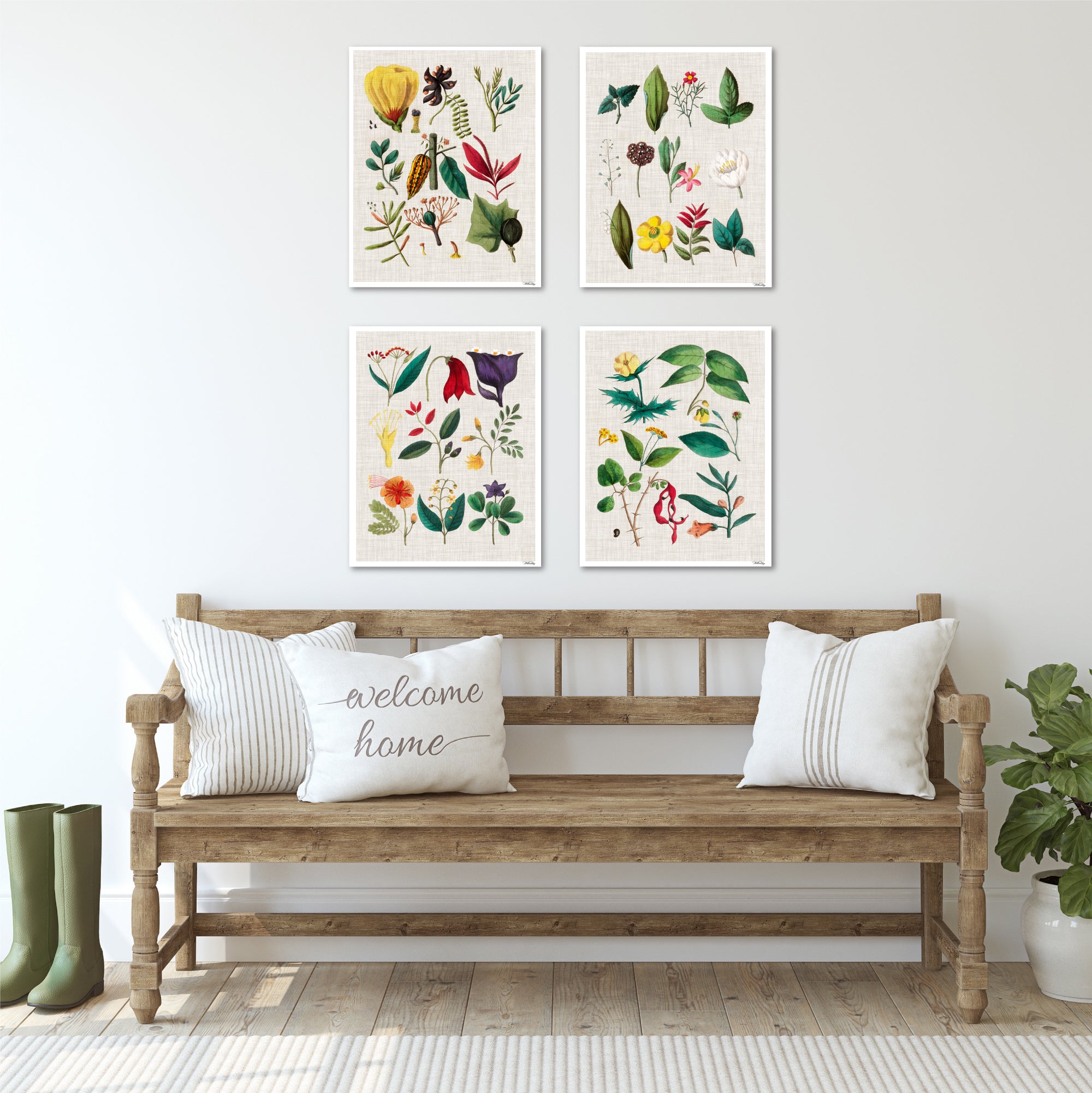 Floral Assemblage I - 4pc Gallery Wrapped Canvas Set