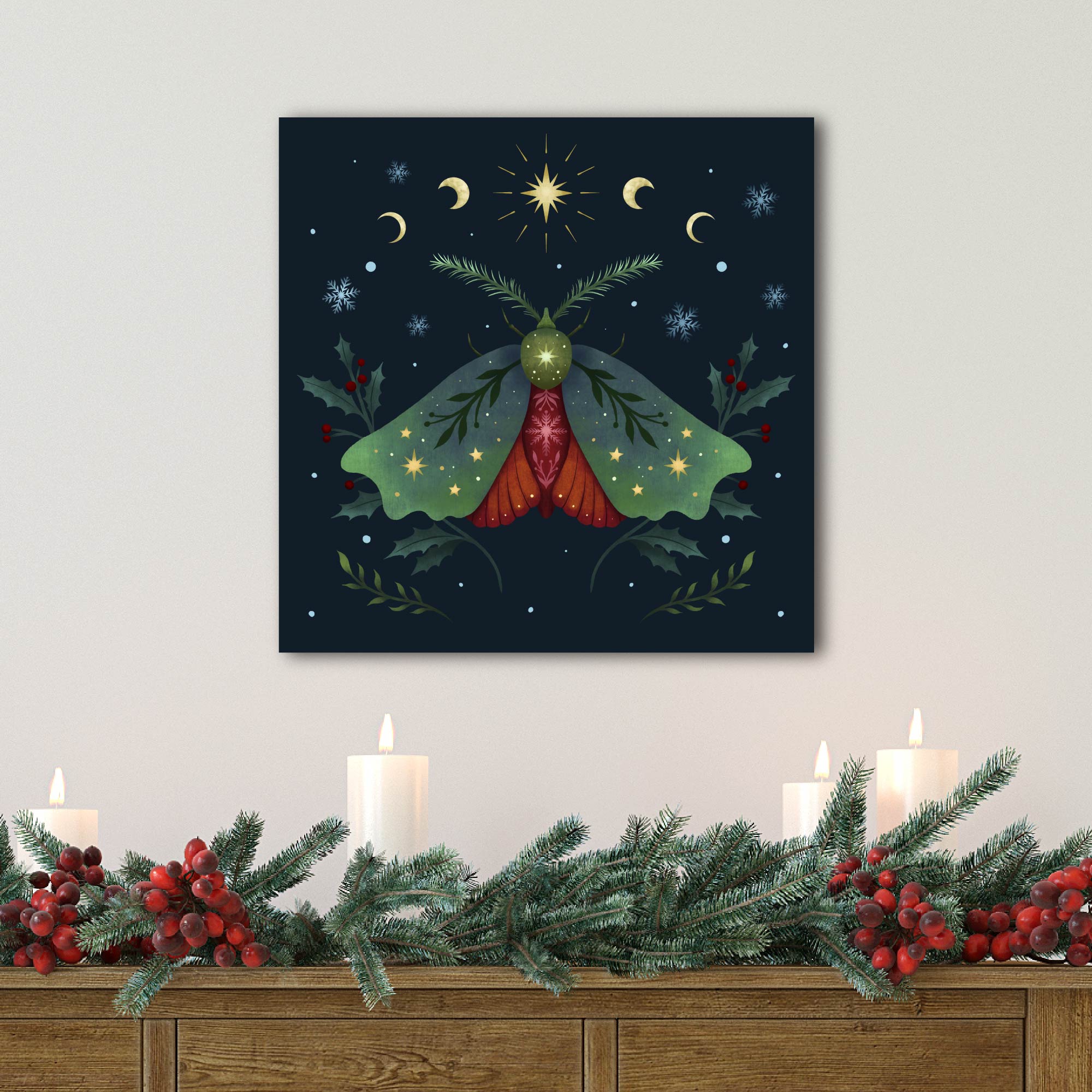 Christmas Moth Gallery-Wrapped Canvas Wall Art