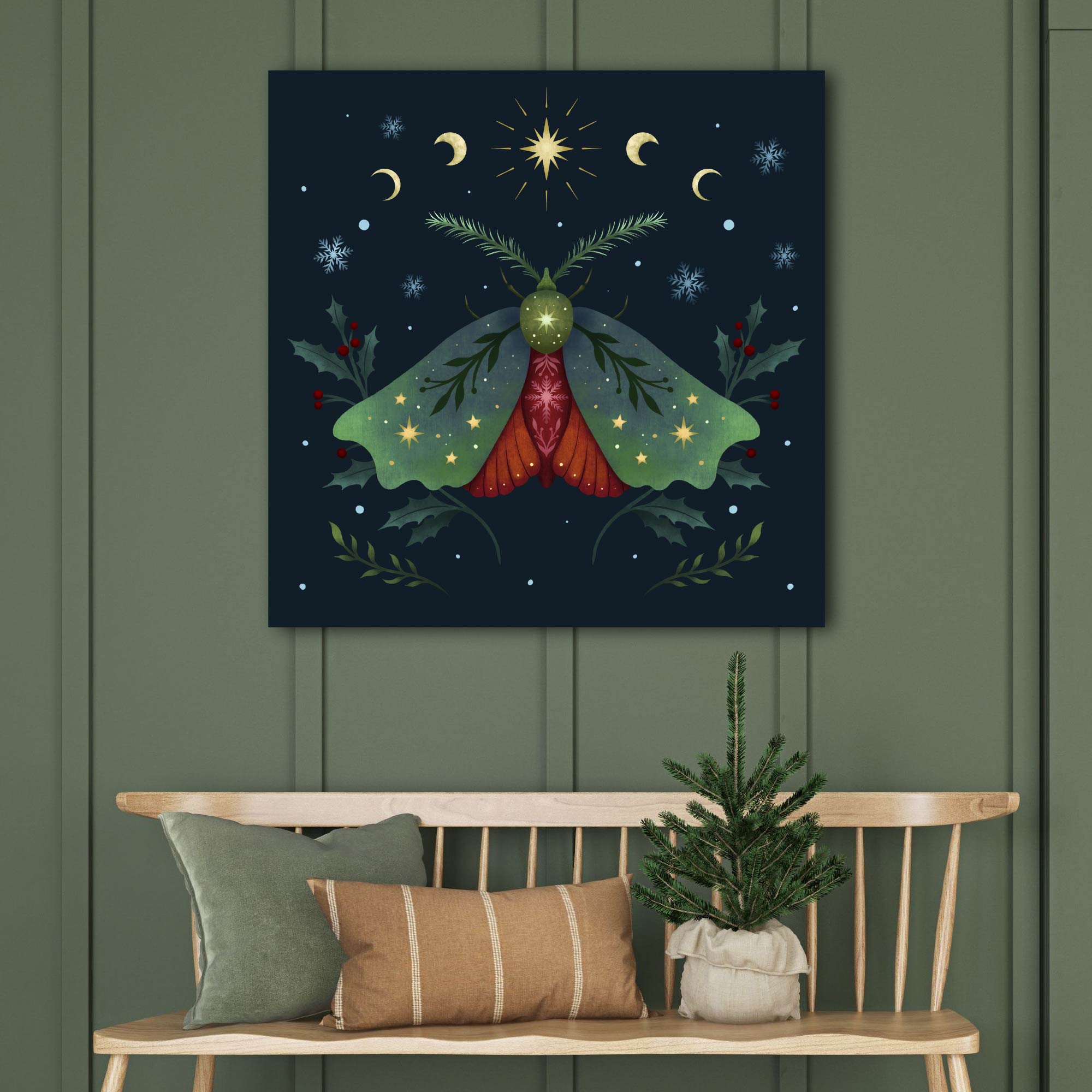Christmas Moth Gallery-Wrapped Canvas Wall Art