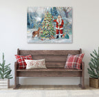 Santa Triming Tree - Gallery Wrapped Canvas Wall Art