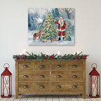 Santa Triming Tree - Gallery Wrapped Canvas Wall Art