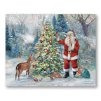 Santa Triming Tree - Gallery Wrapped Canvas Wall Art