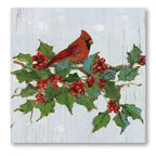 Cardinal on Holly - Gallery Wrapped Canvas Wall Art