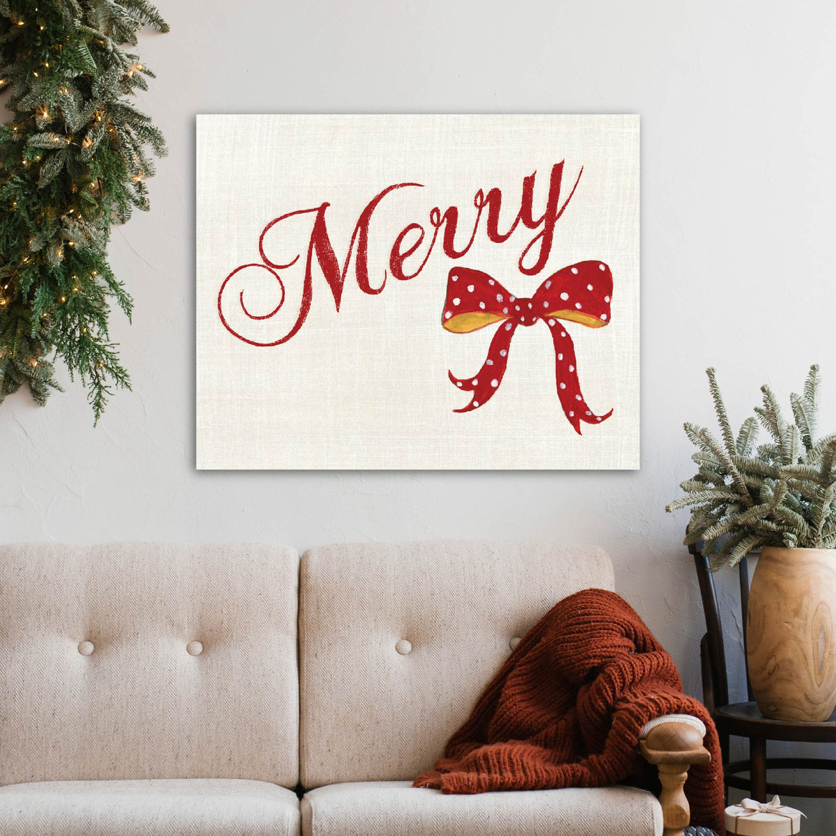 Merry Bow - Gallery Wrapped Canvas Wall Art