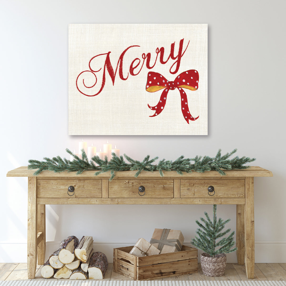 Merry Bow - Gallery Wrapped Canvas Wall Art
