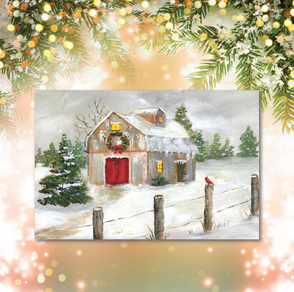 Winter Barn - Gallery Wrapped Canvas Wall Art