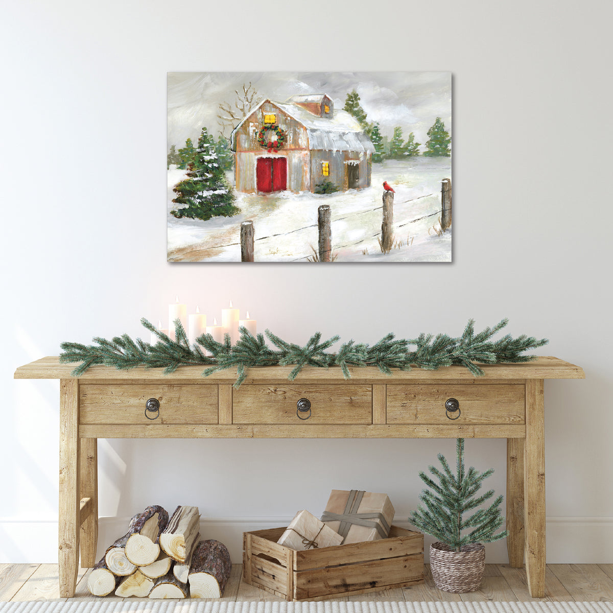 Winter Barn - Gallery Wrapped Canvas Wall Art