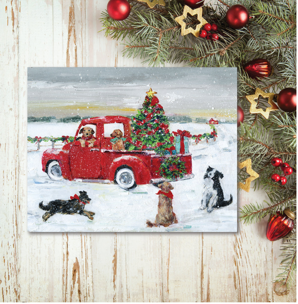 Pooches and Presents - Gallery Wrapped Canvas Wall Art
