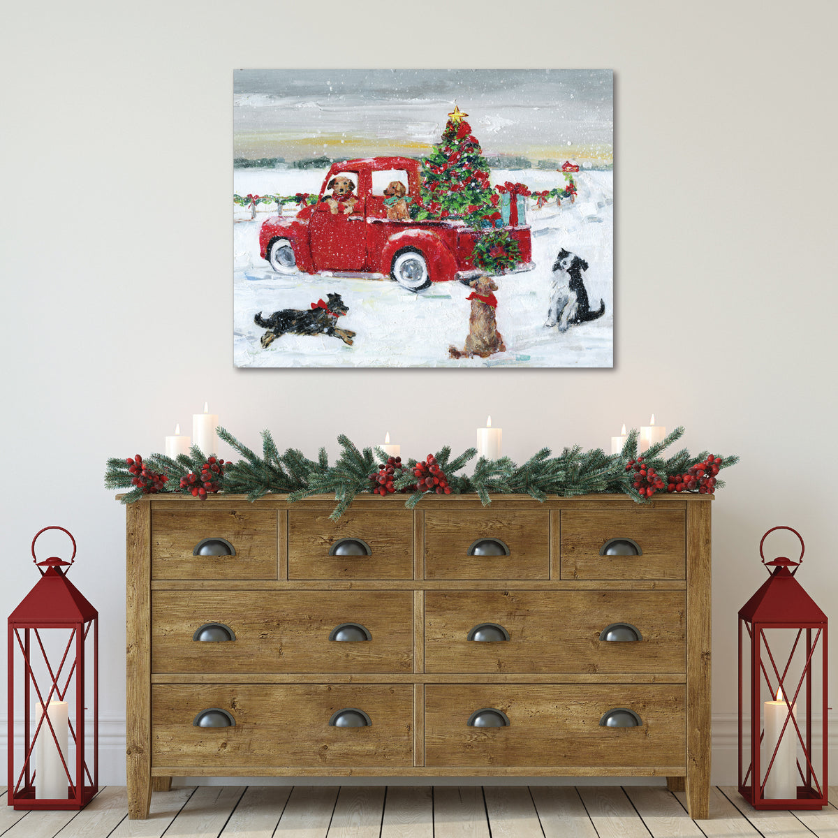 Pooches and Presents - Gallery Wrapped Canvas Wall Art