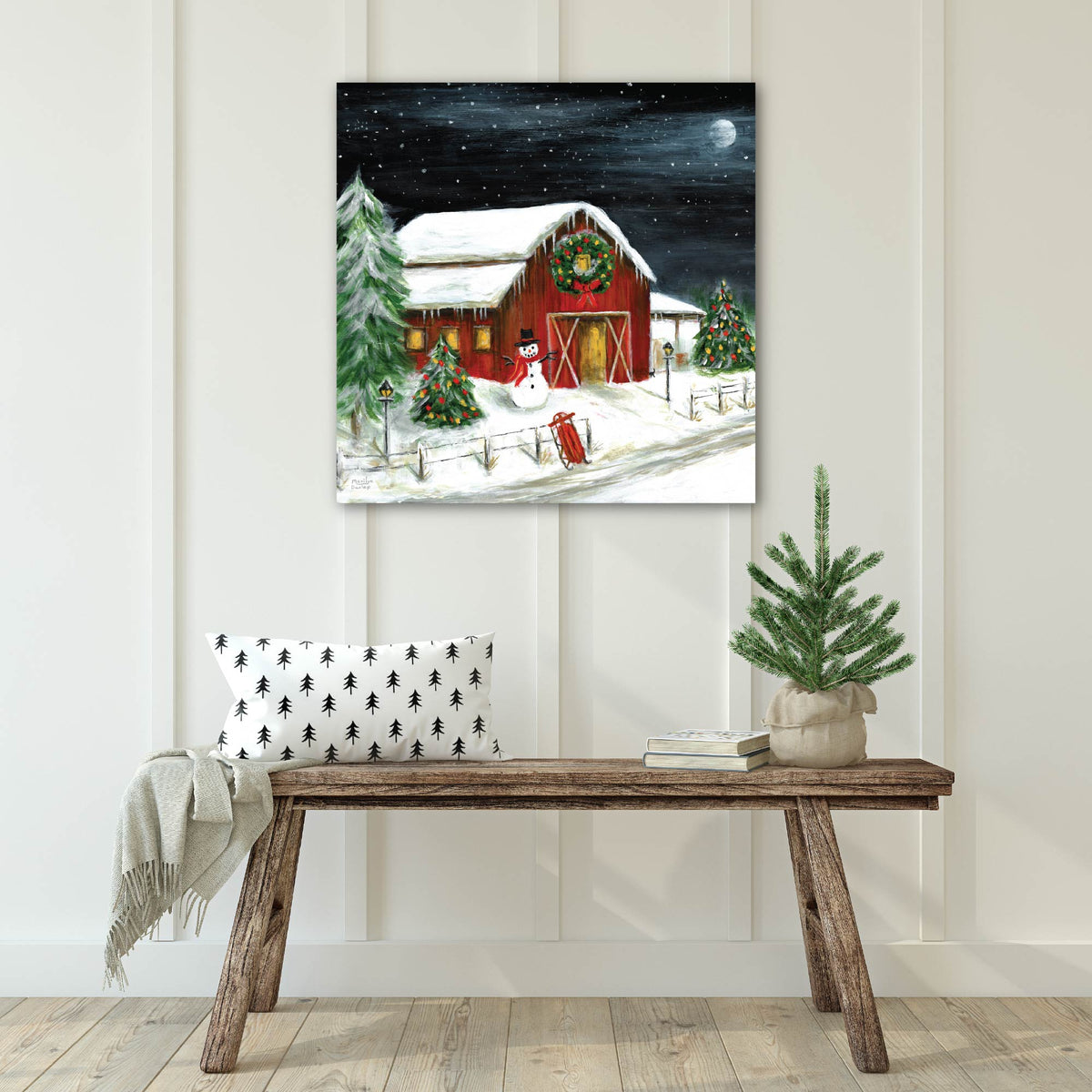 Holiday Barn - Gallery Wrapped Canvas Wall Art