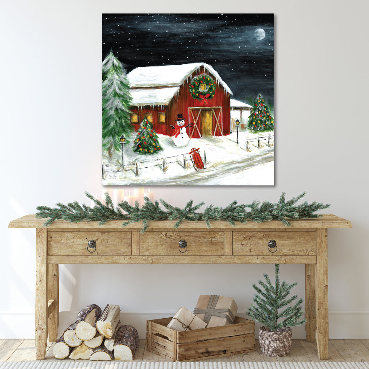 Holiday Barn - Gallery Wrapped Canvas Wall Art