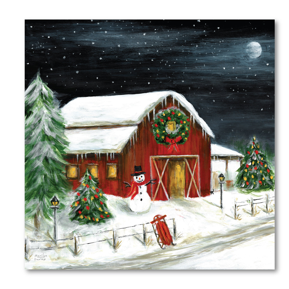 Holiday Barn - Gallery Wrapped Canvas Wall Art