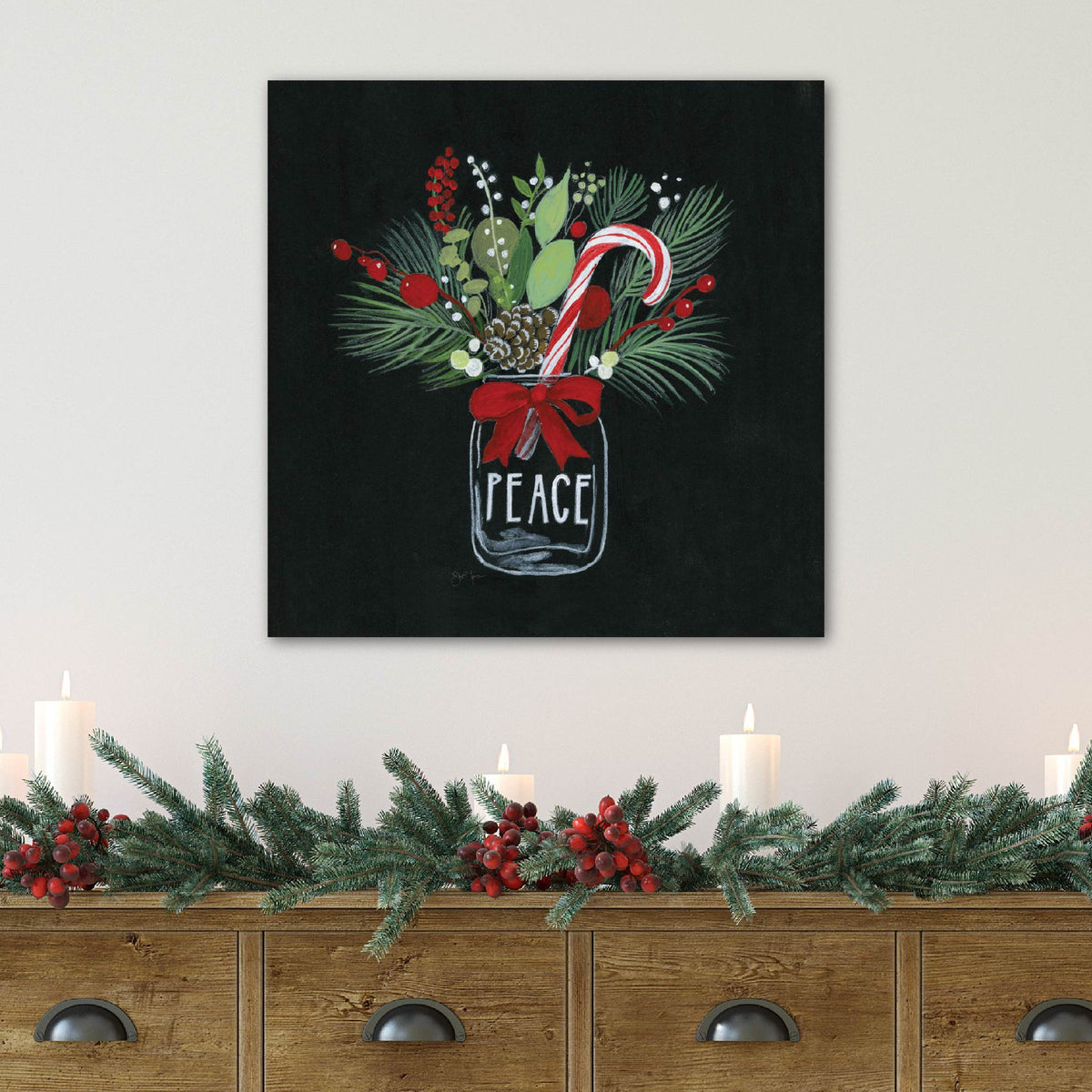 Candy Cane Sprig - Gallery Wrapped Canvas Wall Art