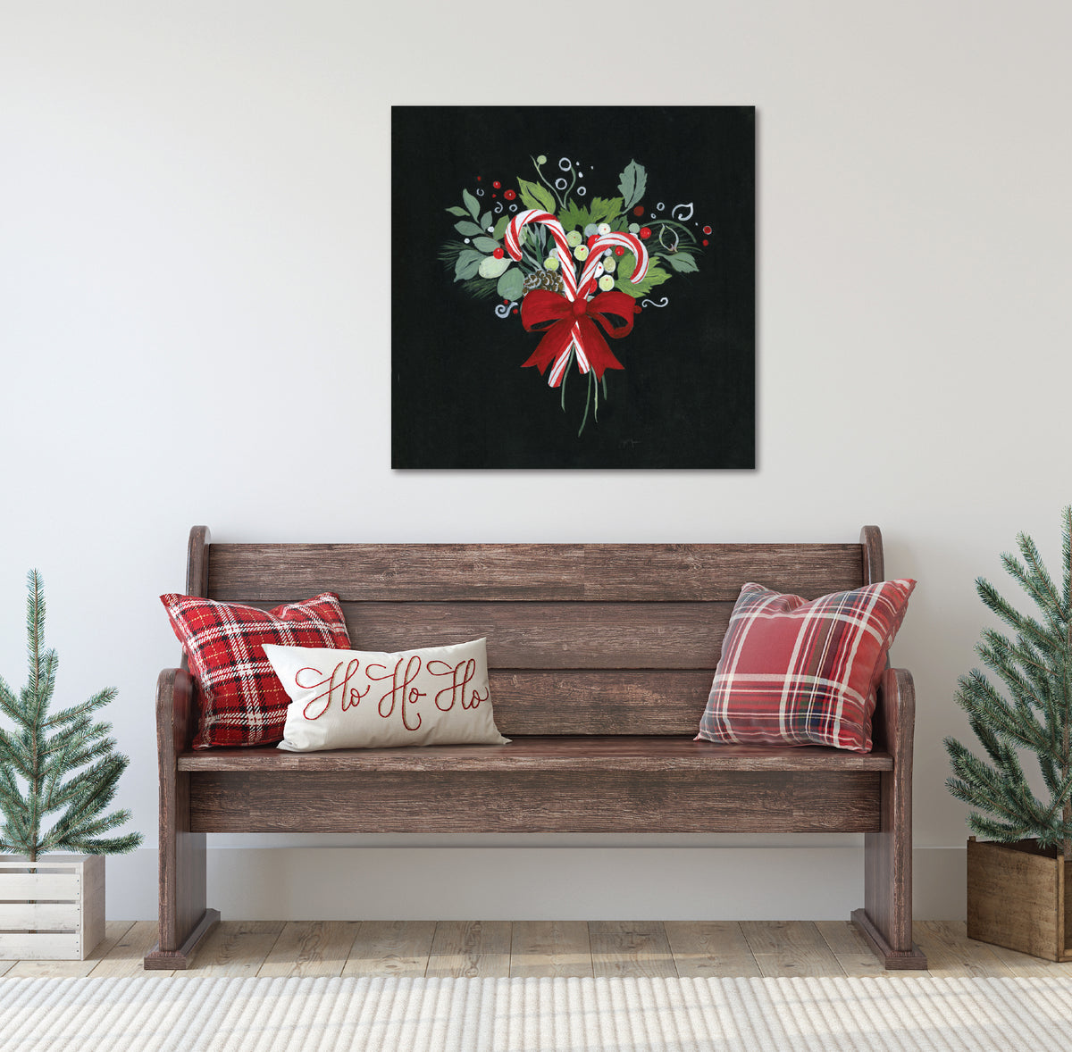 Candy Cane Sprig - Gallery Wrapped Canvas Wall Art