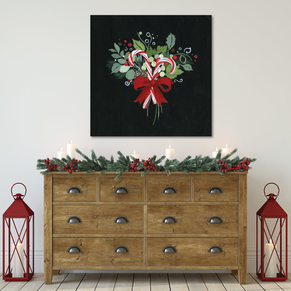 Candy Cane Sprig - Gallery Wrapped Canvas Wall Art