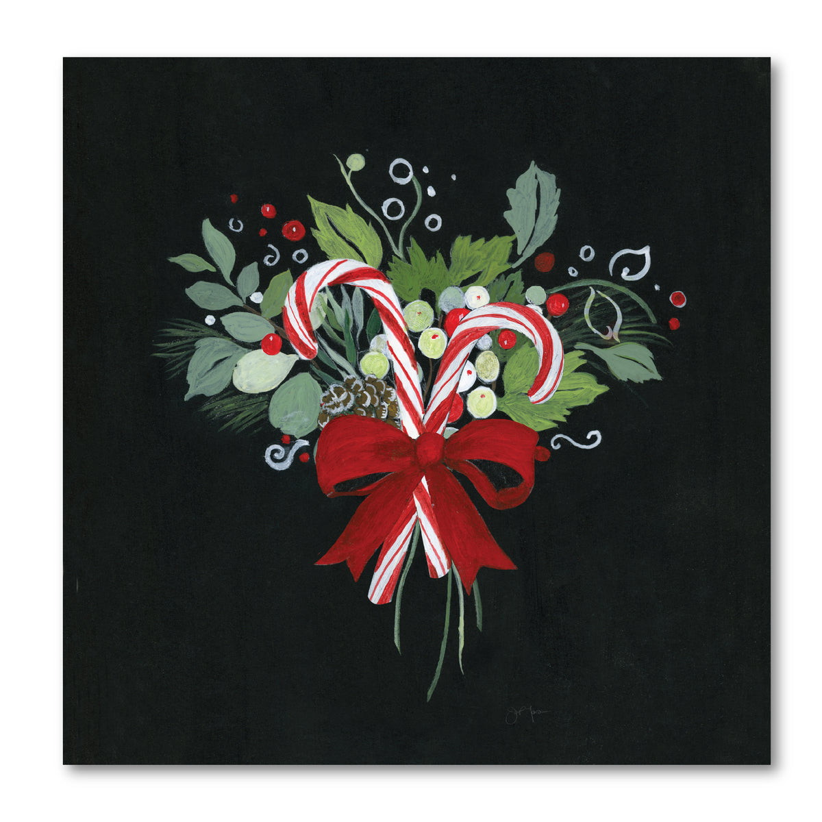 Candy Cane Sprig - Gallery Wrapped Canvas Wall Art