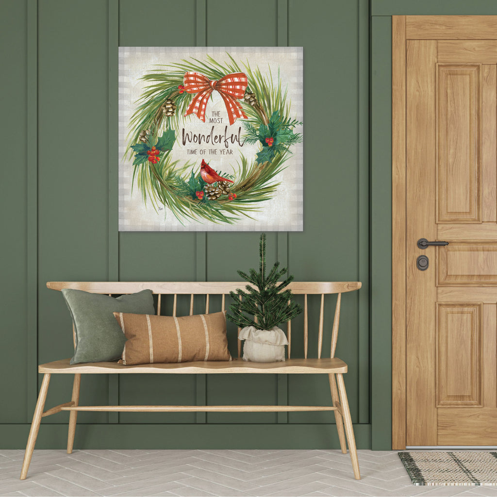 Cardinal Wreath - Gallery Wrapped Canvas Wall Art