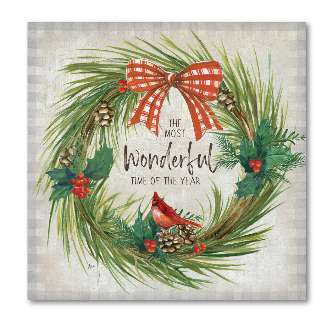 Cardinal Wreath - Gallery Wrapped Canvas Wall Art