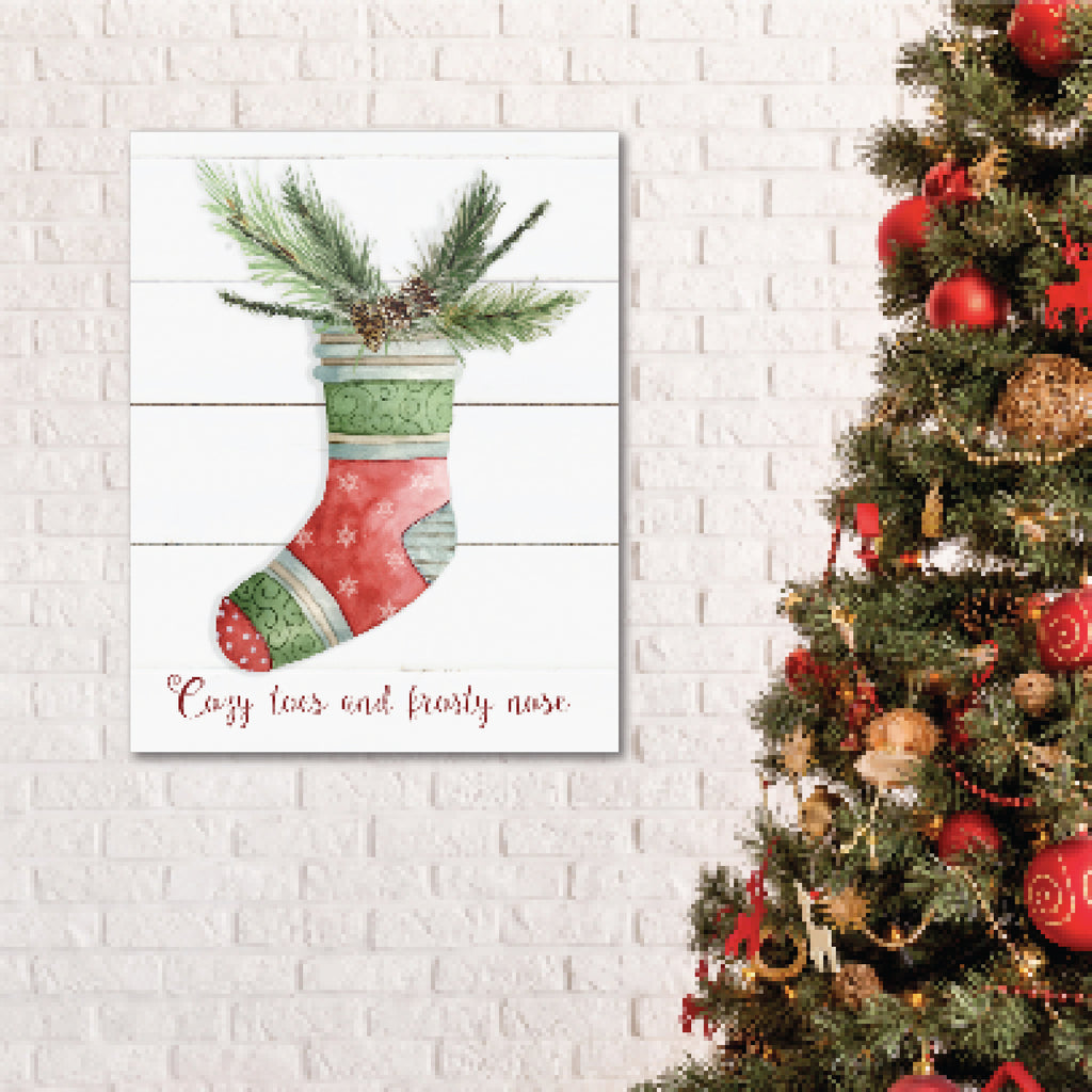 Comfy Cozy Stocking I - Gallery Wrapped Canvas Wall Art