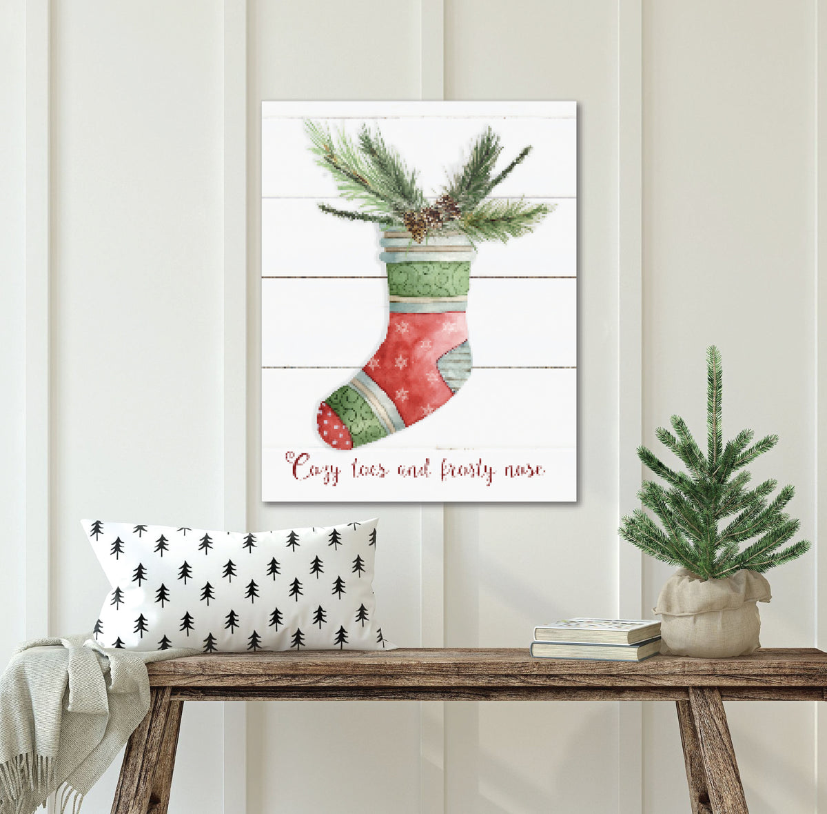 Comfy Cozy Stocking I - Gallery Wrapped Canvas Wall Art