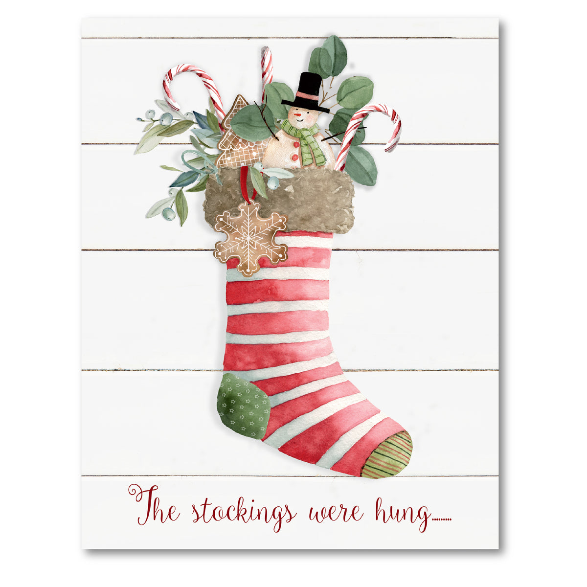 Comfy Cozy Stocking III - Gallery Wrapped Canvas Wall Art