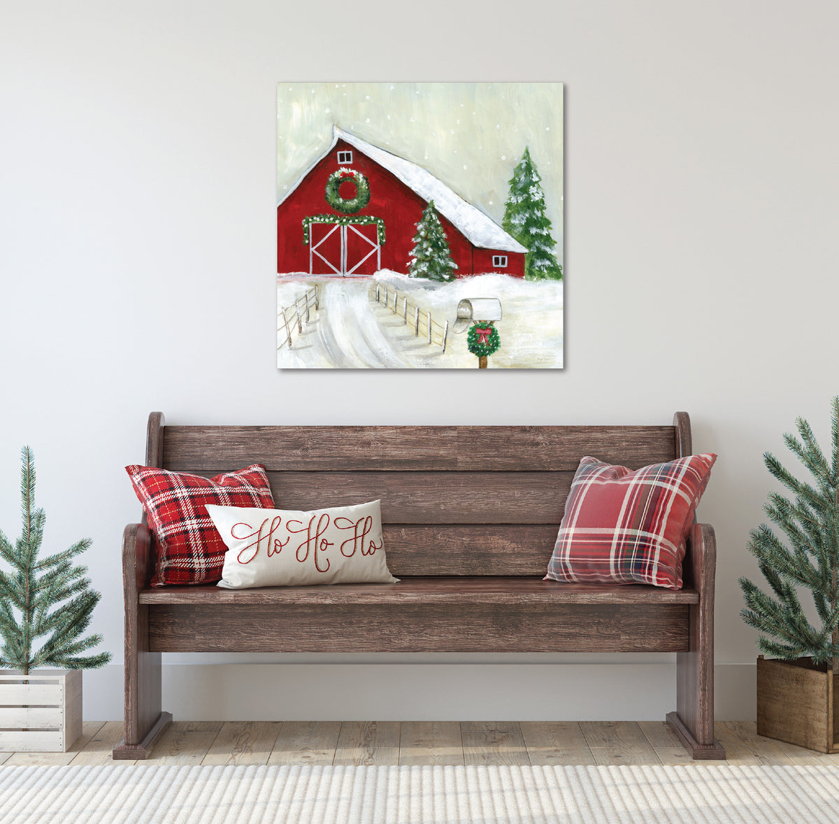 Winter Barn Welcome - Gallery Wrapped Canvas Wall Art