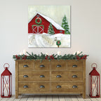 Winter Barn Welcome - Gallery Wrapped Canvas Wall Art