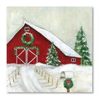 Winter Barn Welcome - Gallery Wrapped Canvas Wall Art