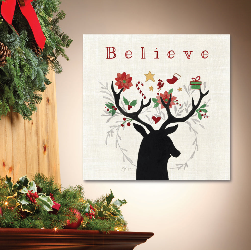 Believe Reindeer - Gallery Wrapped Canvas Wall Art