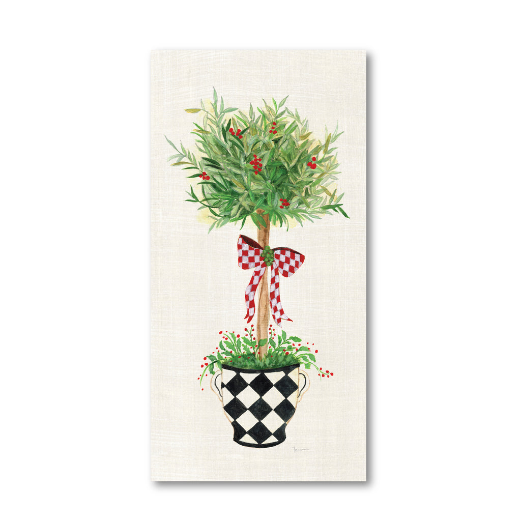 Red Ribbon Topiary - Gallery Wrapped Canvas Wall Art