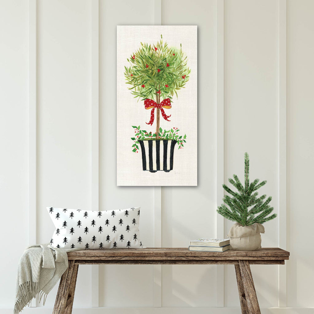 Dot Ribbon Topiary - Gallery Wrapped Canvas Wall Art
