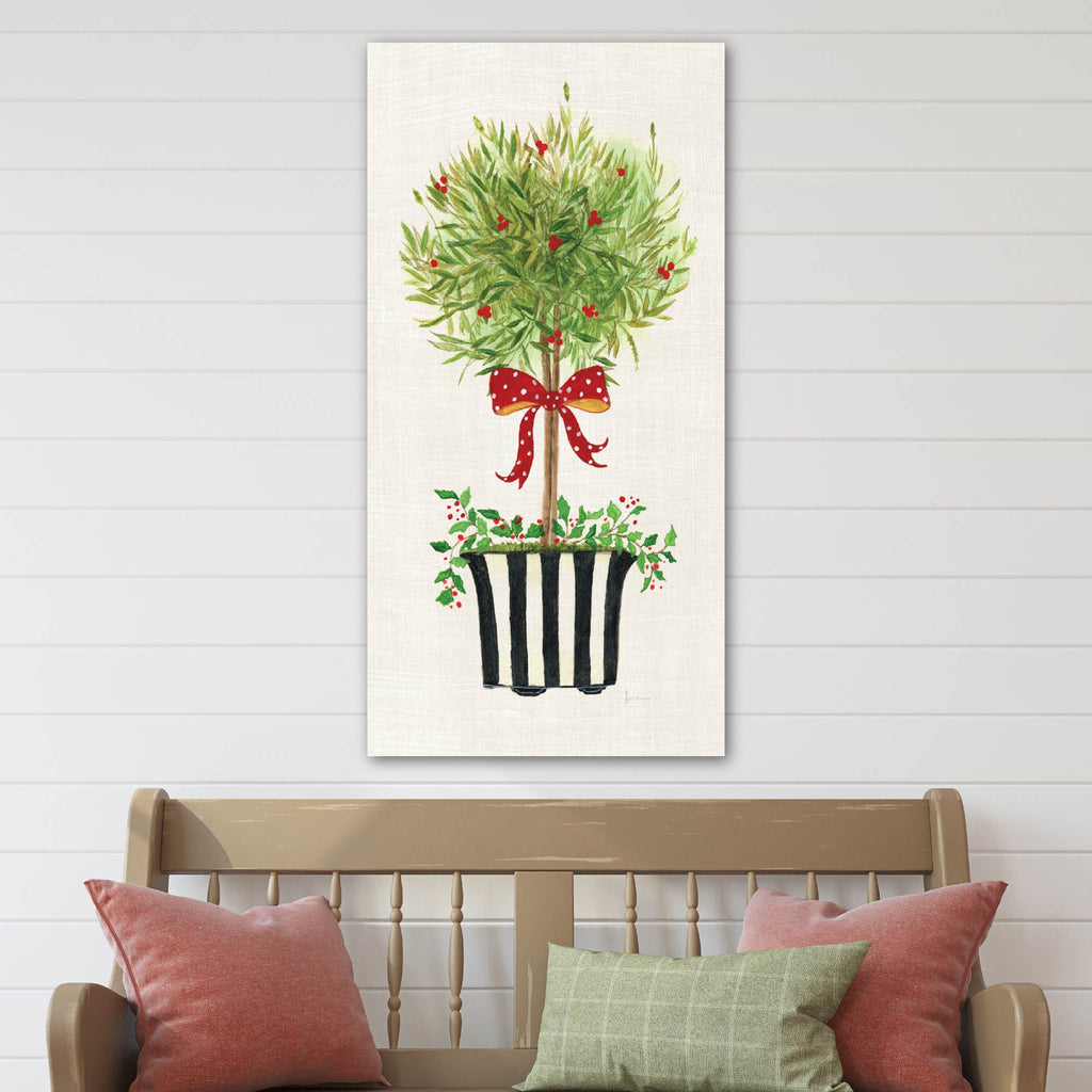 Dot Ribbon Topiary - Gallery Wrapped Canvas Wall Art