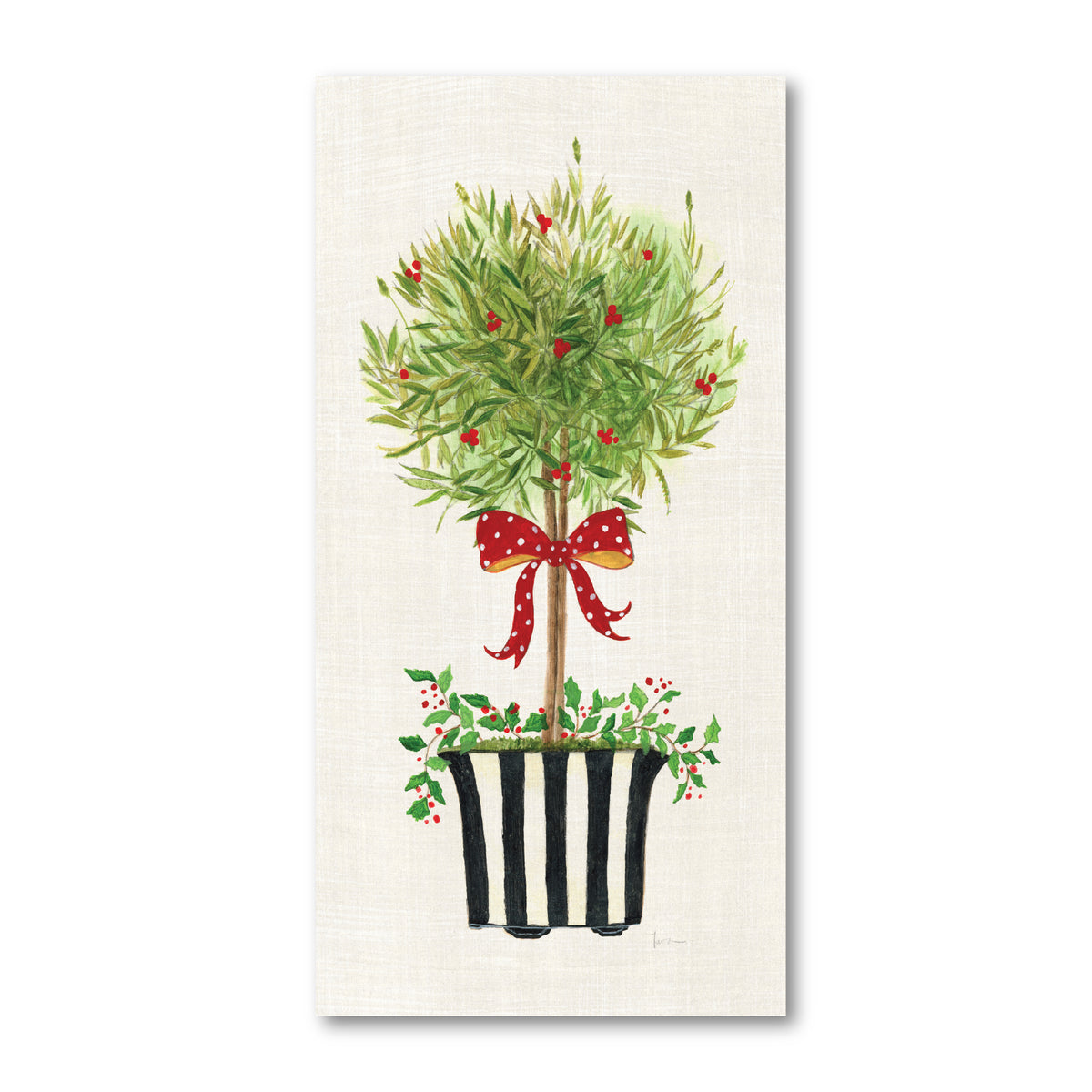 Dot Ribbon Topiary - Gallery Wrapped Canvas Wall Art
