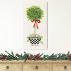 Red Ribbon Topiary II - Gallery Wrapped Canvas Wall Art