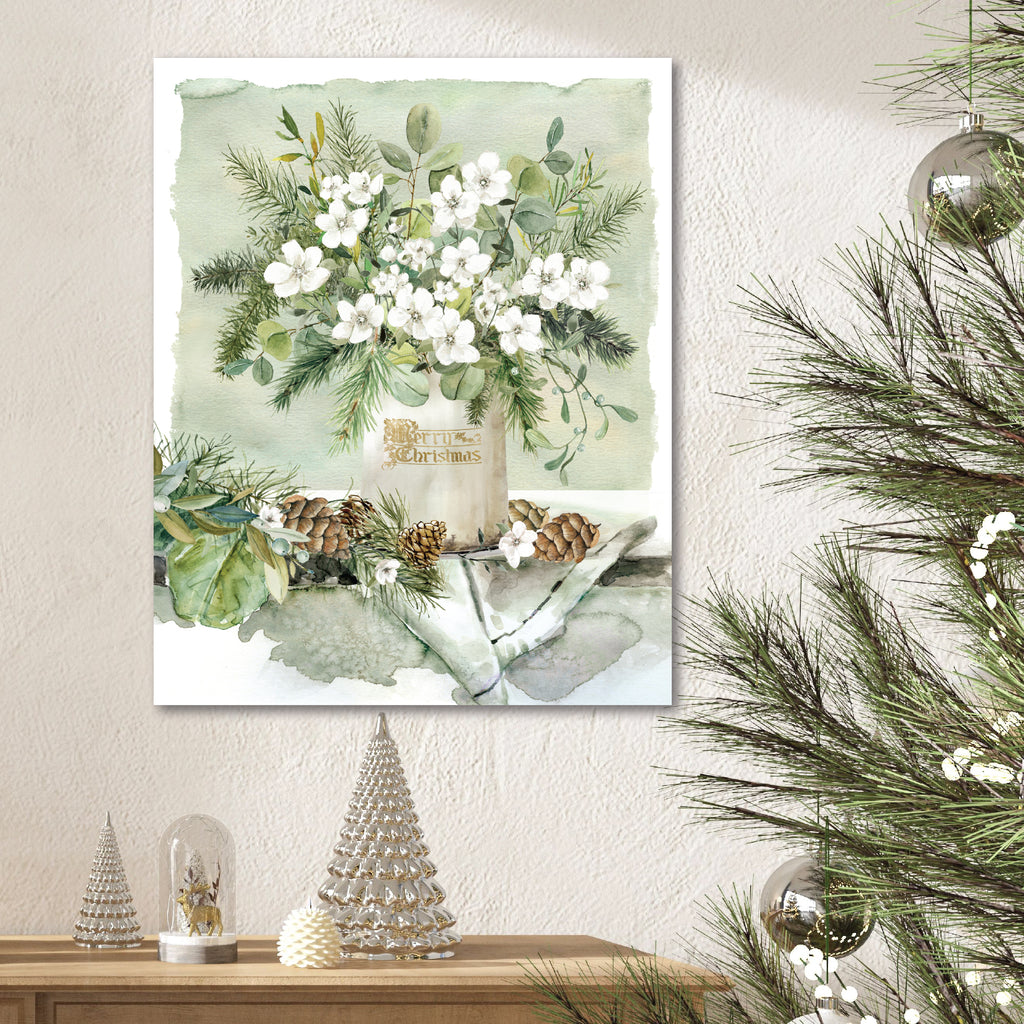Merry Christmas Bouquet - Gallery Wrapped Canvas Wall Art