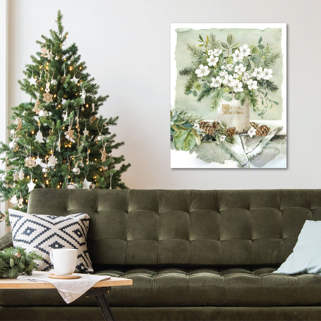Merry Christmas Bouquet - Gallery Wrapped Canvas Wall Art