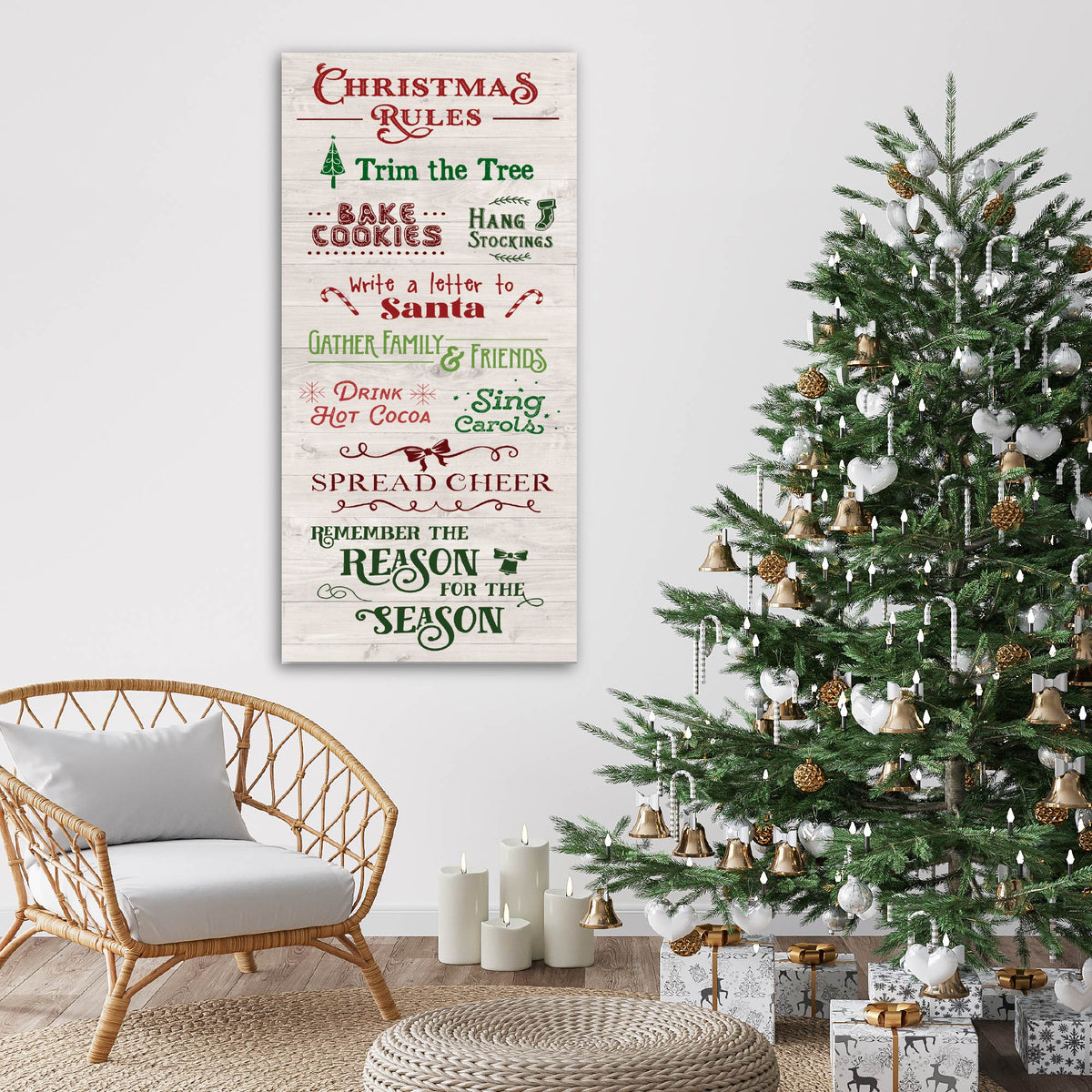 Christmas Rules - Gallery Wrapped Canvas Wall Art
